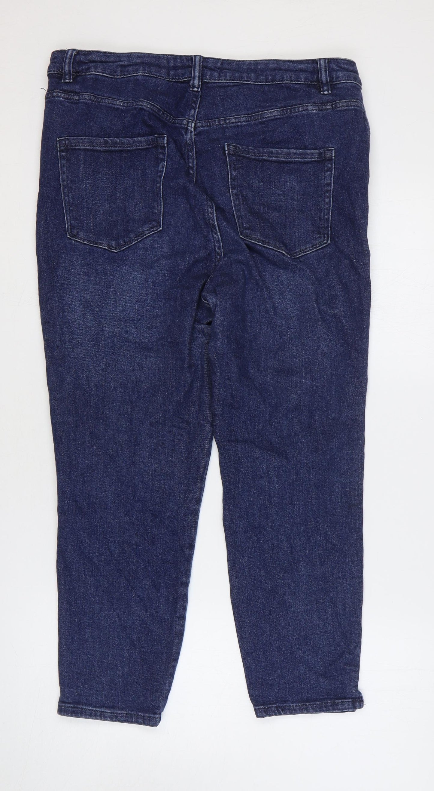NEXT Womens Blue Cotton Tapered Jeans Size 16 Regular Zip