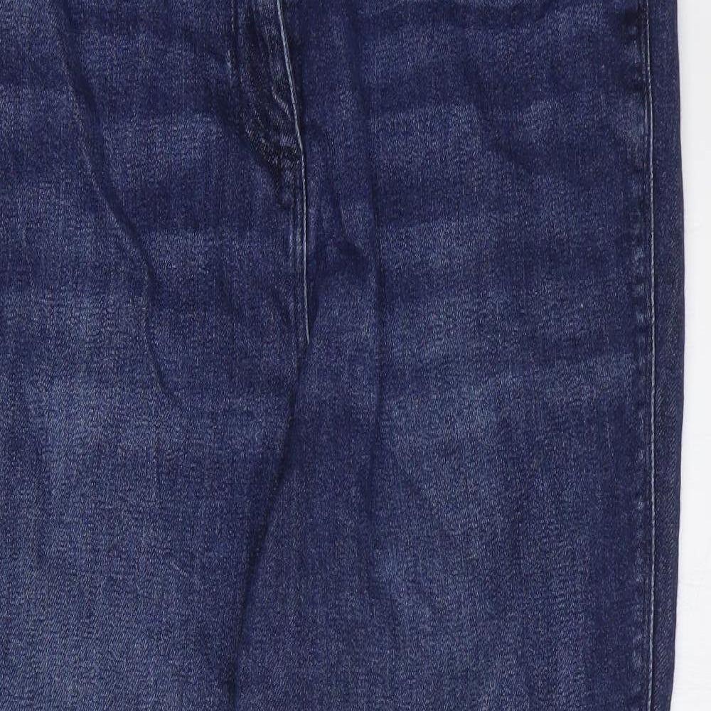 NEXT Womens Blue Cotton Tapered Jeans Size 16 Regular Zip