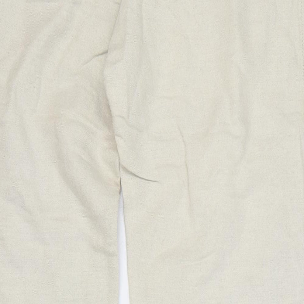 Marks and Spencer Mens Beige Linen Trousers Size 30 in L33 in Regular Zip