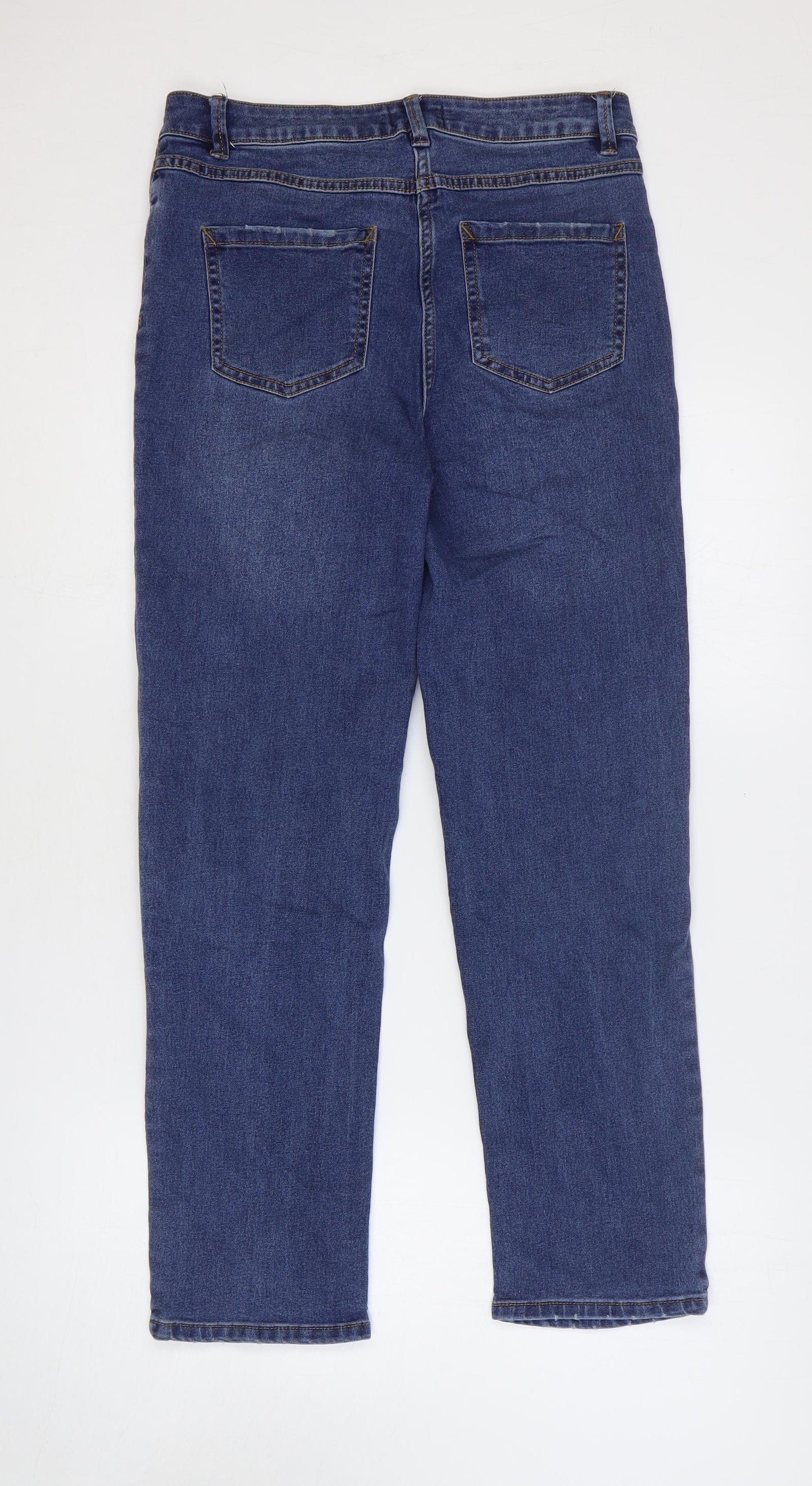 Papaya Womens Blue Cotton Straight Jeans Size 10 Regular Zip