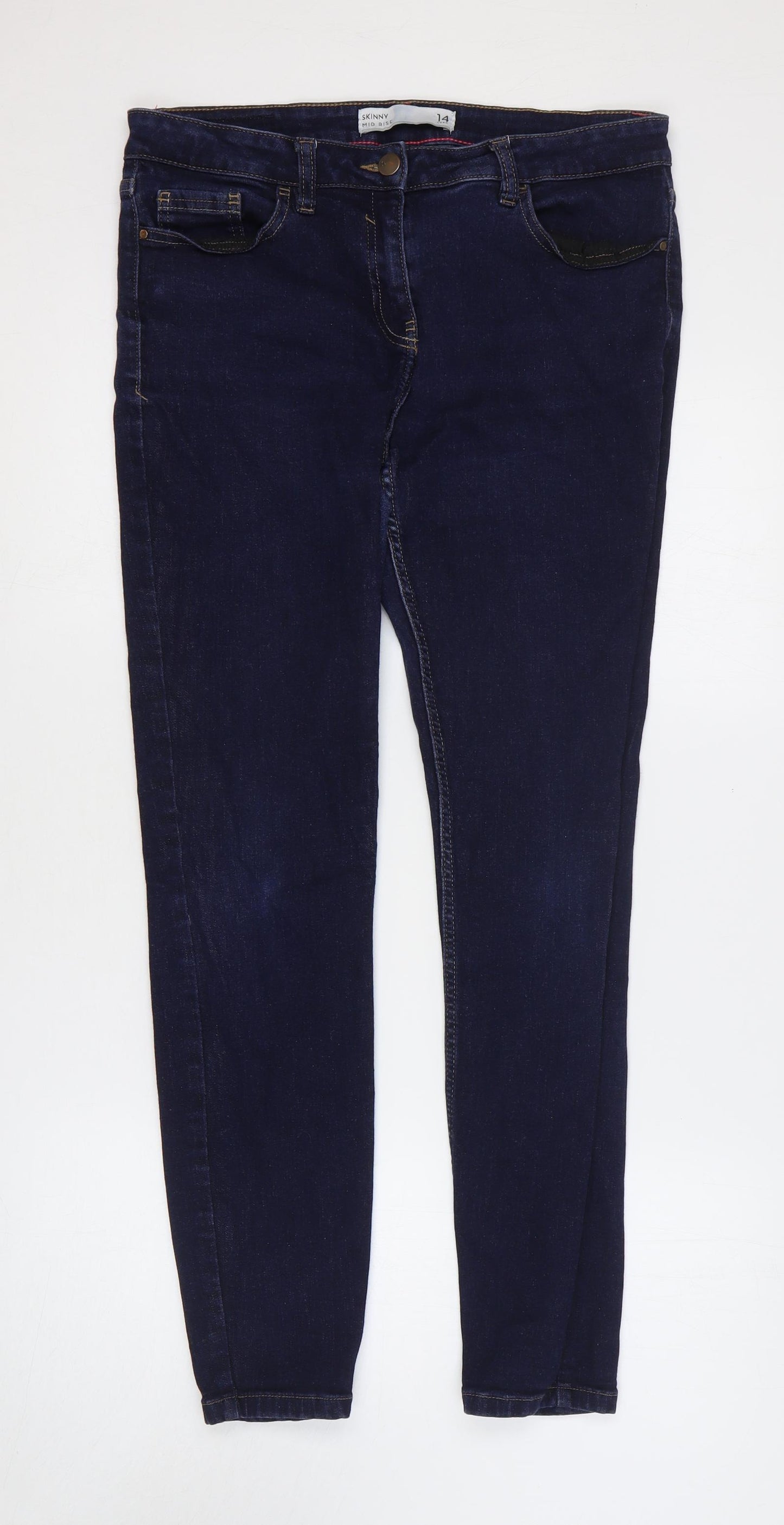 NEXT Womens Blue Cotton Skinny Jeans Size 14 Regular Zip
