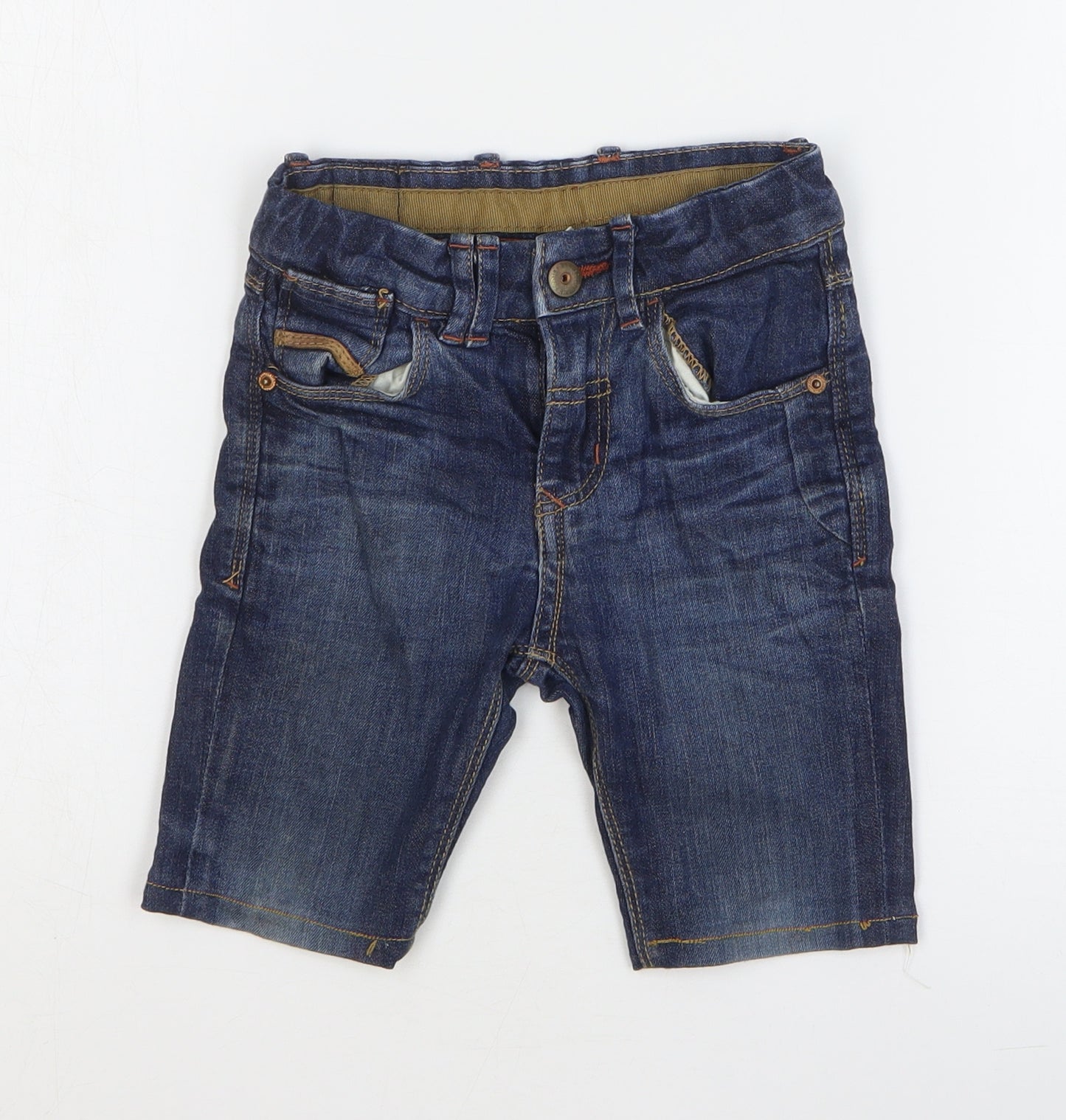Zara Boys Blue Cotton Bermuda Shorts Size 5 Years Regular Zip