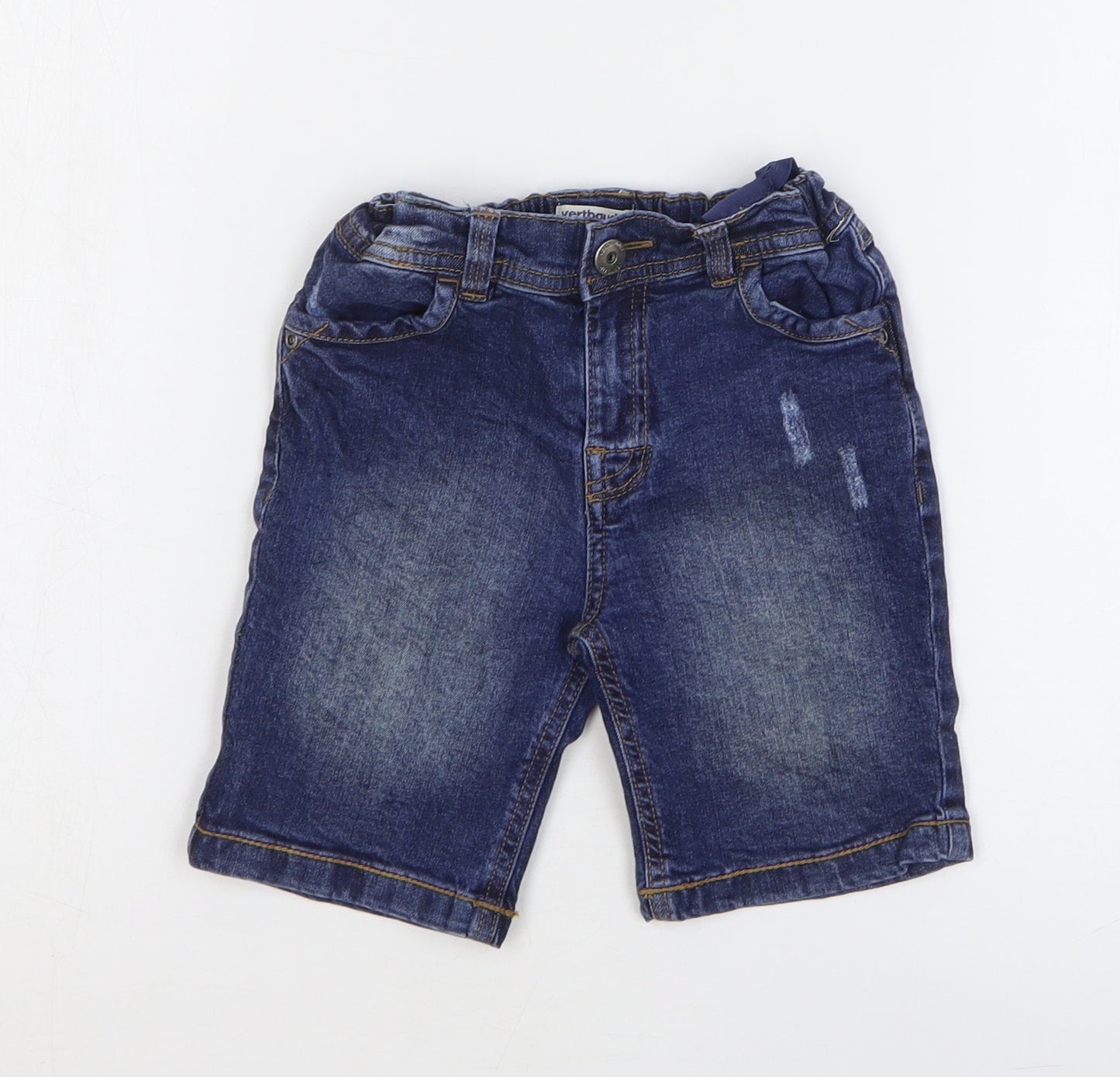 Vertbaudet Boys Blue Cotton Bermuda Shorts Size 5 Years Regular Zip