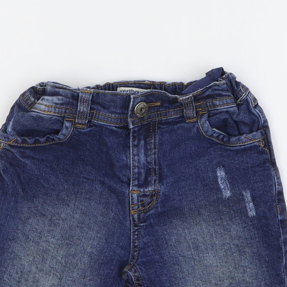 Vertbaudet Boys Blue Cotton Bermuda Shorts Size 5 Years Regular Zip