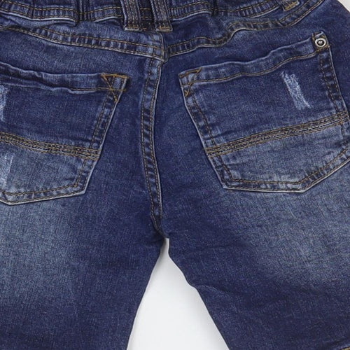Vertbaudet Boys Blue Cotton Bermuda Shorts Size 5 Years Regular Zip