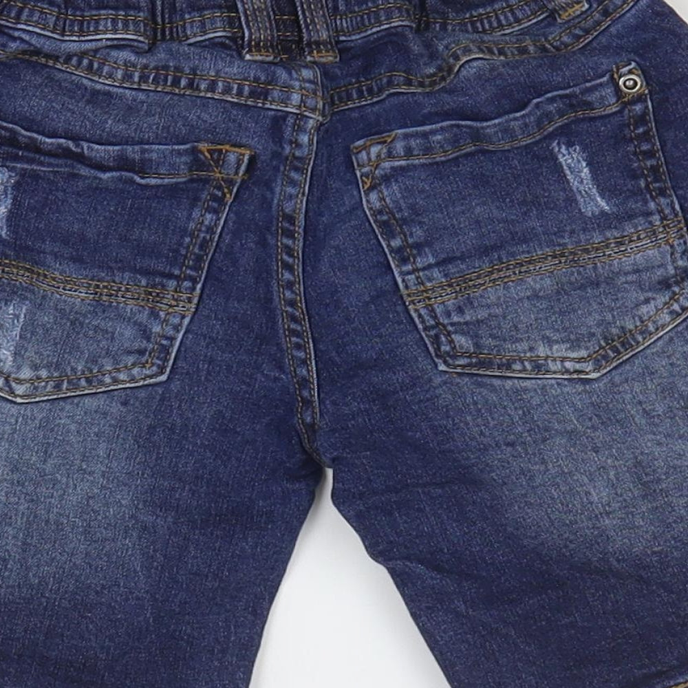 Vertbaudet Boys Blue Cotton Bermuda Shorts Size 5 Years Regular Zip