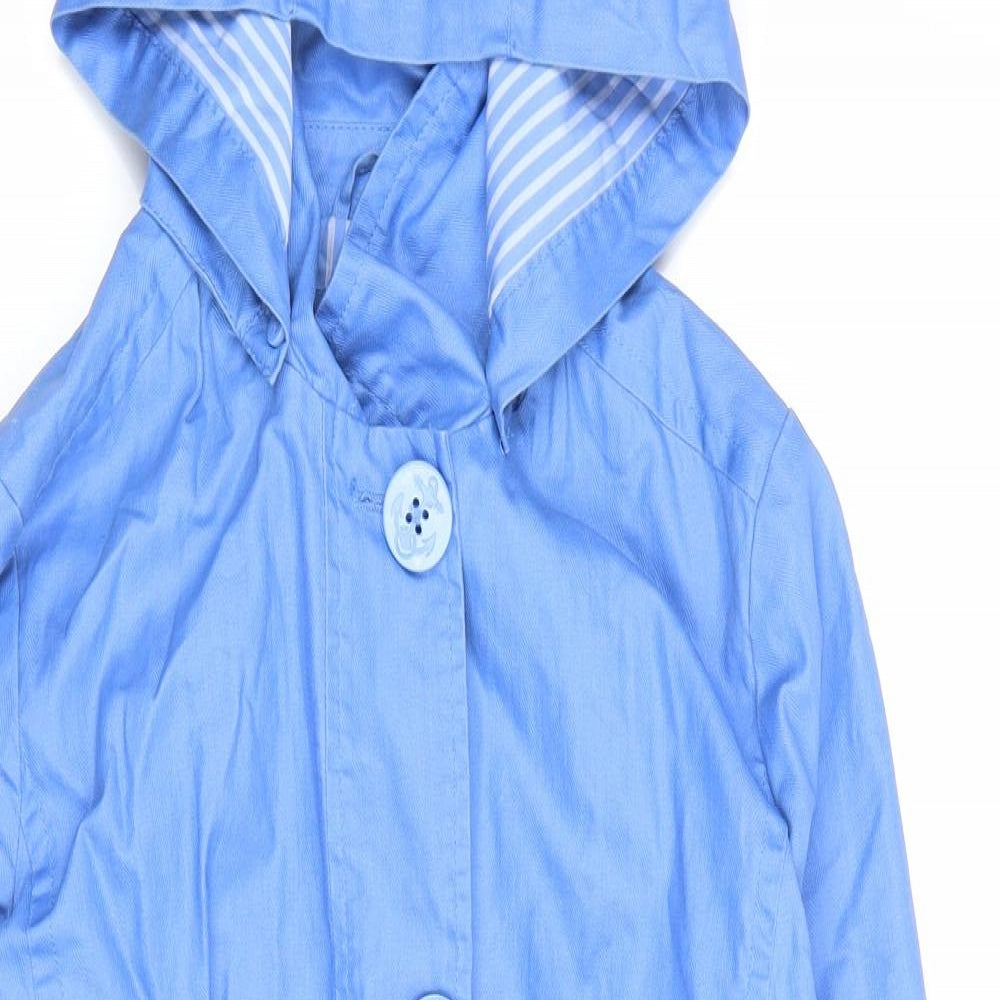 Marks and Spencer Womens Blue Rain Coat Coat Size 12 Button