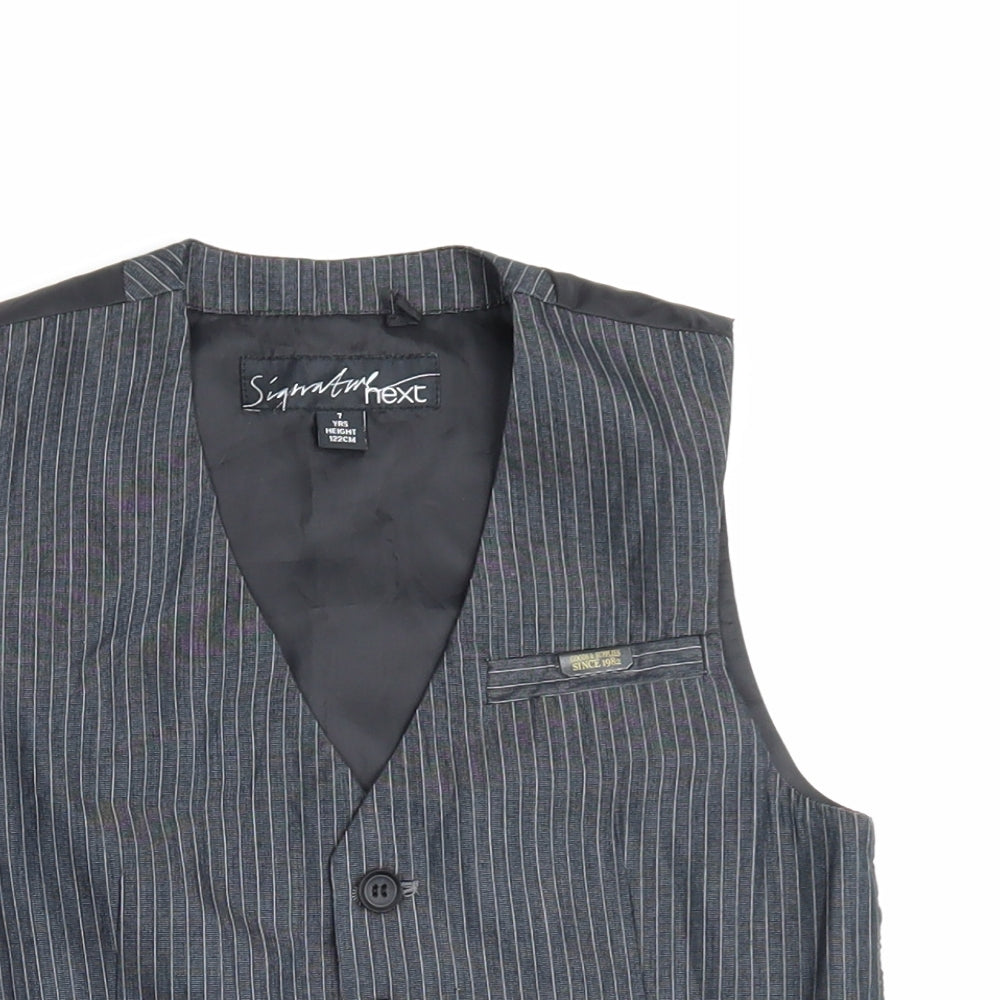 NEXT Boys Black Pinstripe Basic Jacket Waistcoat Size 7 Years Button