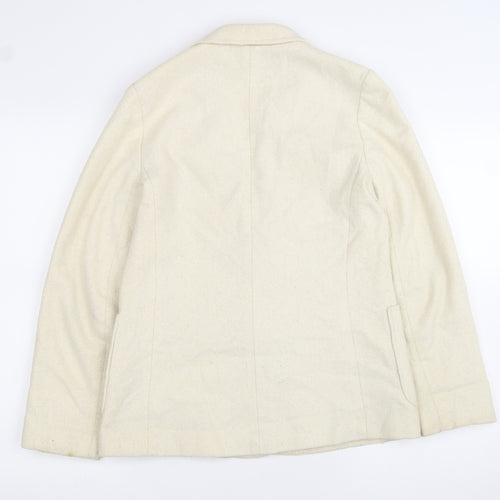Preworn Womens Beige Jacket Blazer Size 12 Button