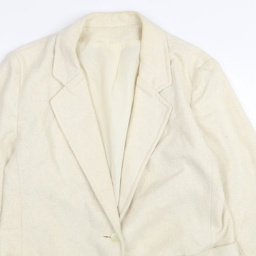 Preworn Womens Beige Jacket Blazer Size 12 Button