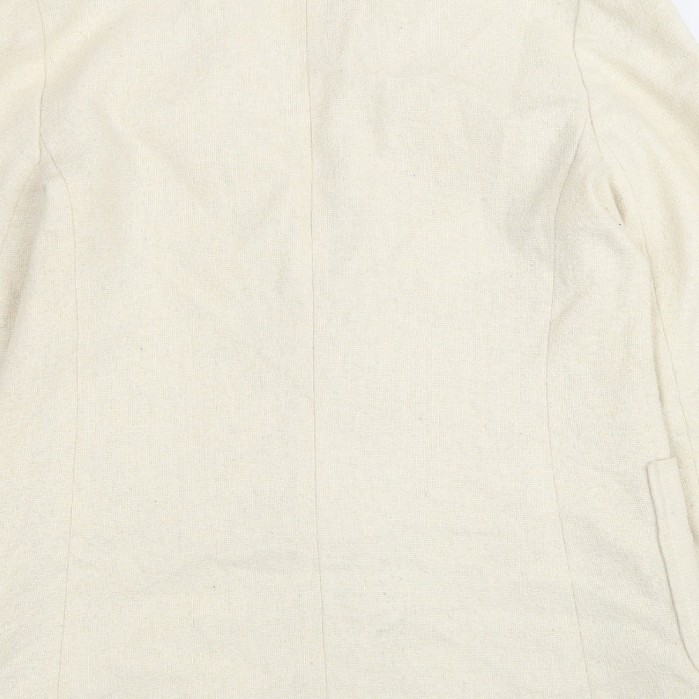 Preworn Womens Beige Jacket Blazer Size 12 Button