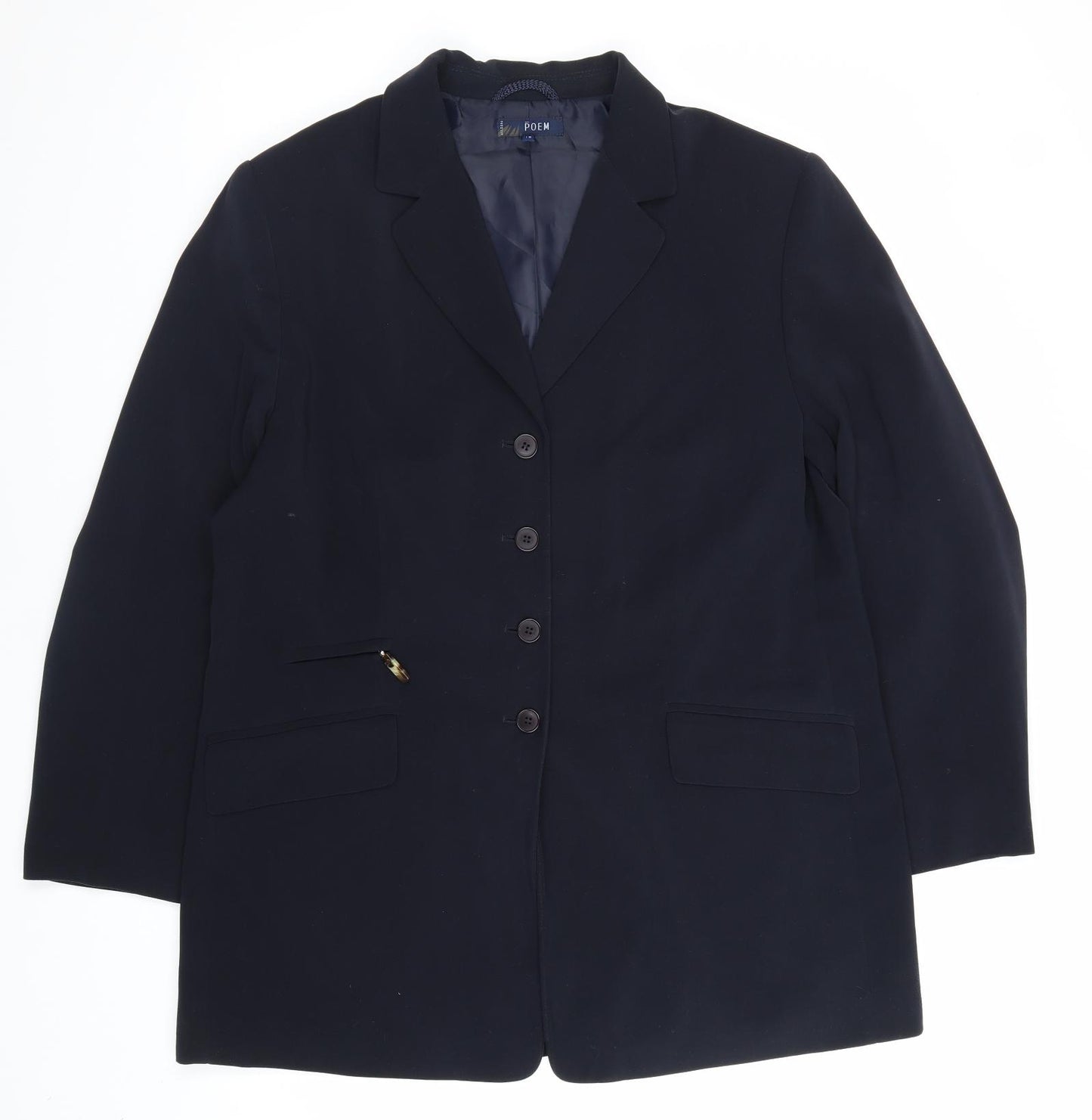Poem Womens Black Jacket Size 18 Button