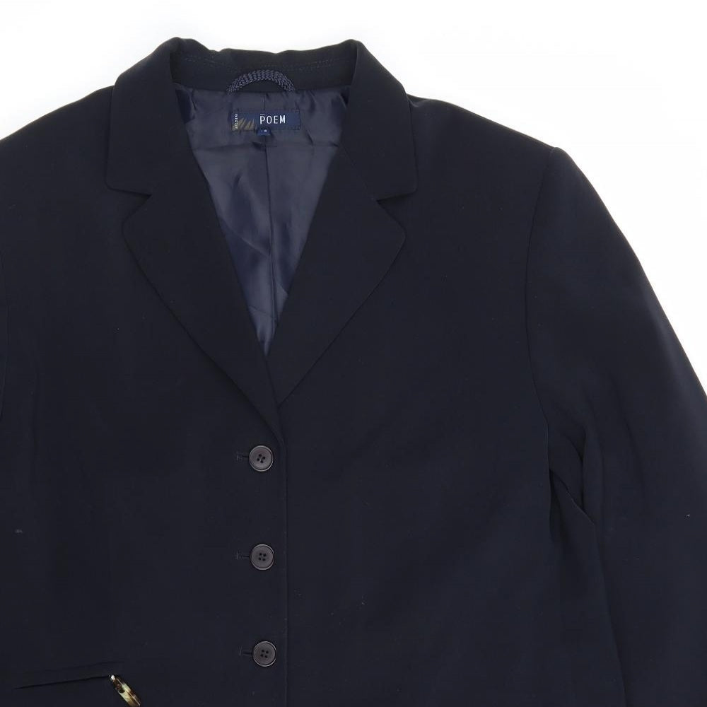 Poem Womens Black Jacket Size 18 Button