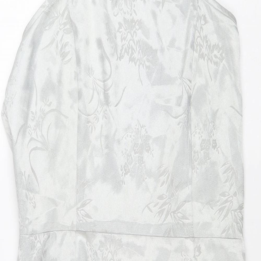 PRETTYLITTLETHING Womens Silver Floral Polyester A-Line Size 10 Halter Lace Up