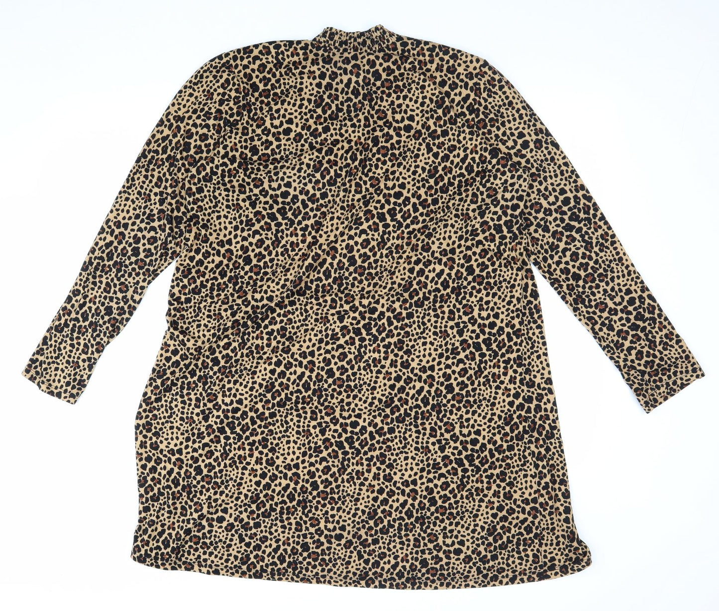 Papaya Womens Multicoloured Animal Print Polyester A-Line Size 16 Mock Neck Pullover - Leopard Print