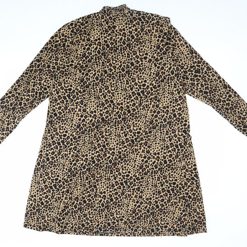 Papaya Womens Multicoloured Animal Print Polyester A-Line Size 16 Mock Neck Pullover - Leopard Print