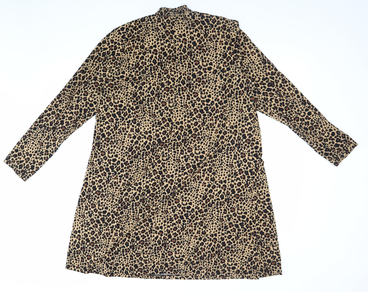 Papaya Womens Multicoloured Animal Print Polyester A-Line Size 16 Mock Neck Pullover - Leopard Print