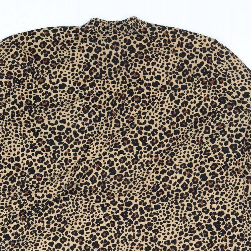 Papaya Womens Multicoloured Animal Print Polyester A-Line Size 16 Mock Neck Pullover - Leopard Print