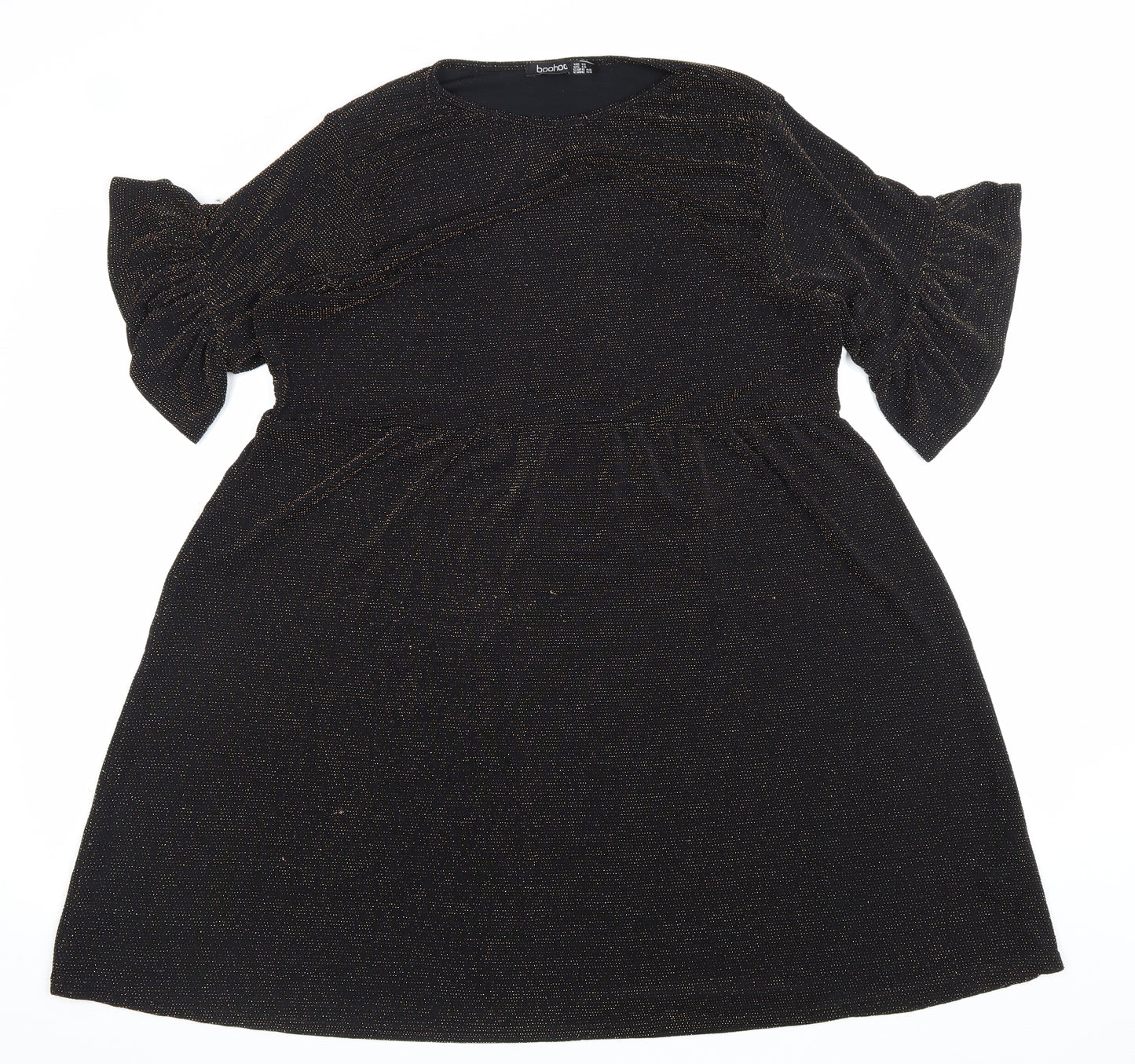 Boohoo Womens Black Nylon A-Line Size 18 Round Neck