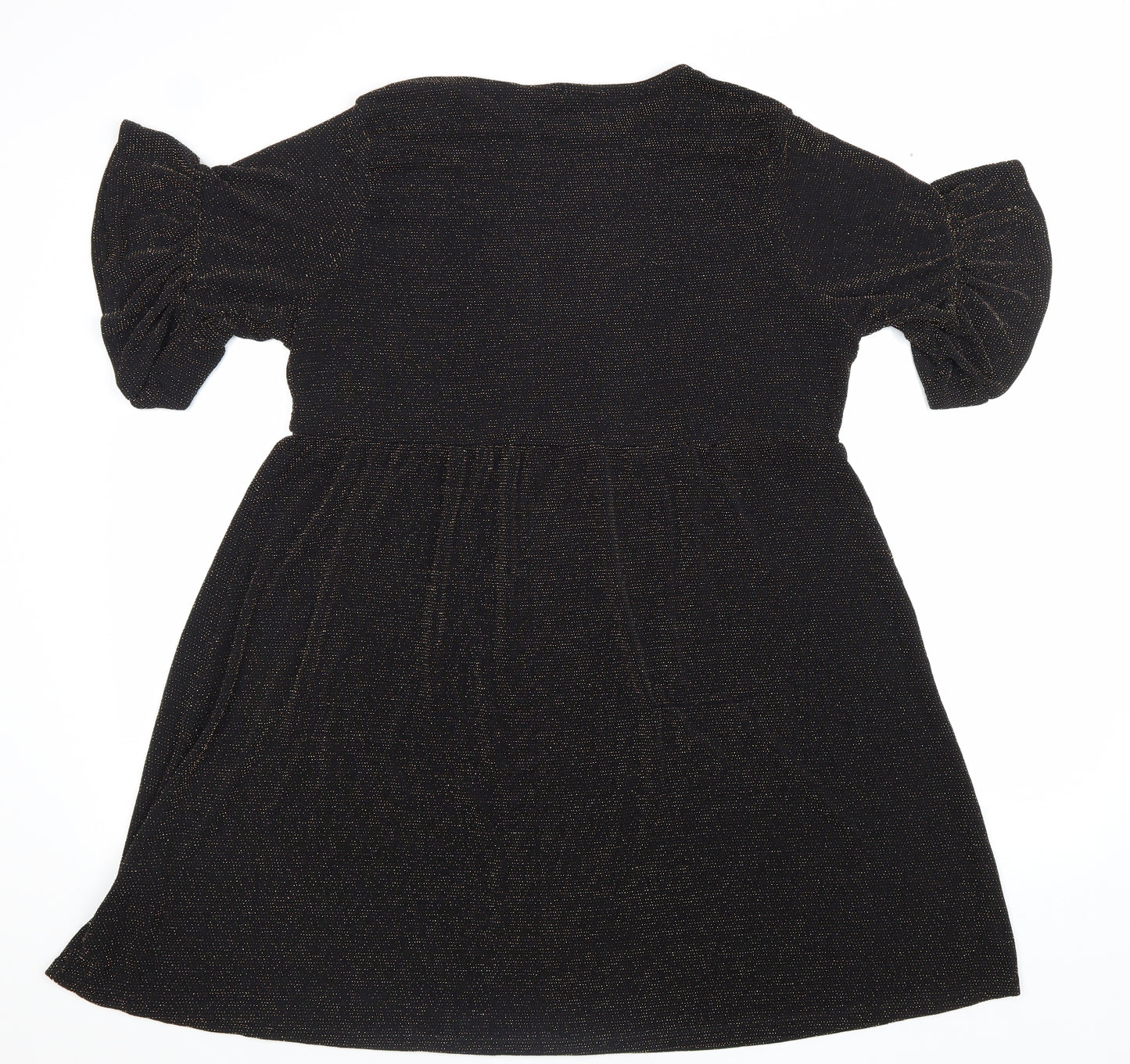 Boohoo Womens Black Nylon A-Line Size 18 Round Neck