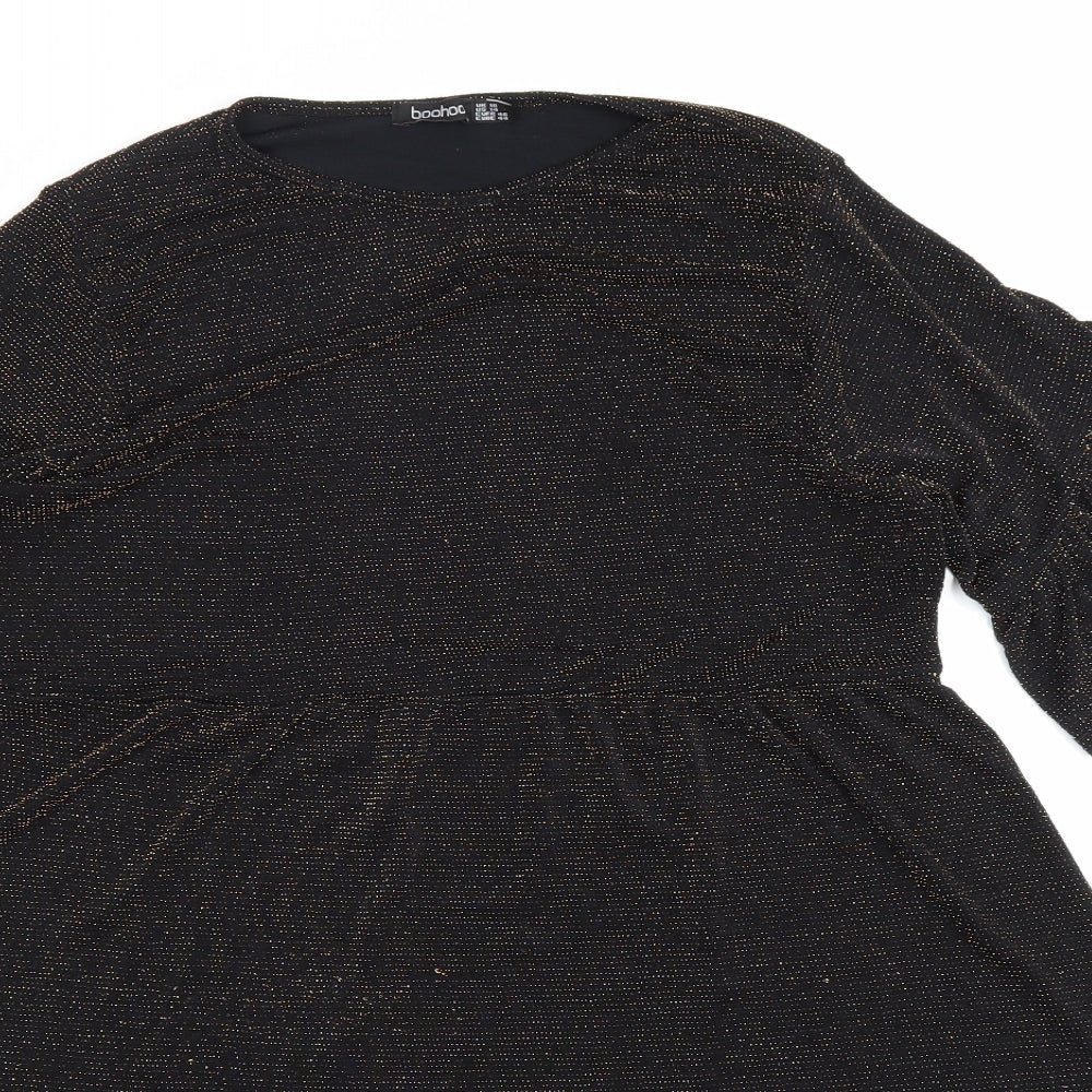 Boohoo Womens Black Nylon A-Line Size 18 Round Neck