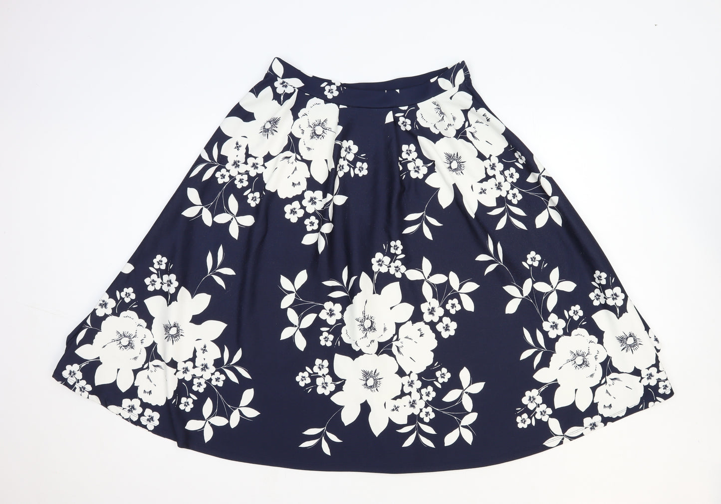 Very Womens Blue Floral Polyester A-Line Skirt Size 14