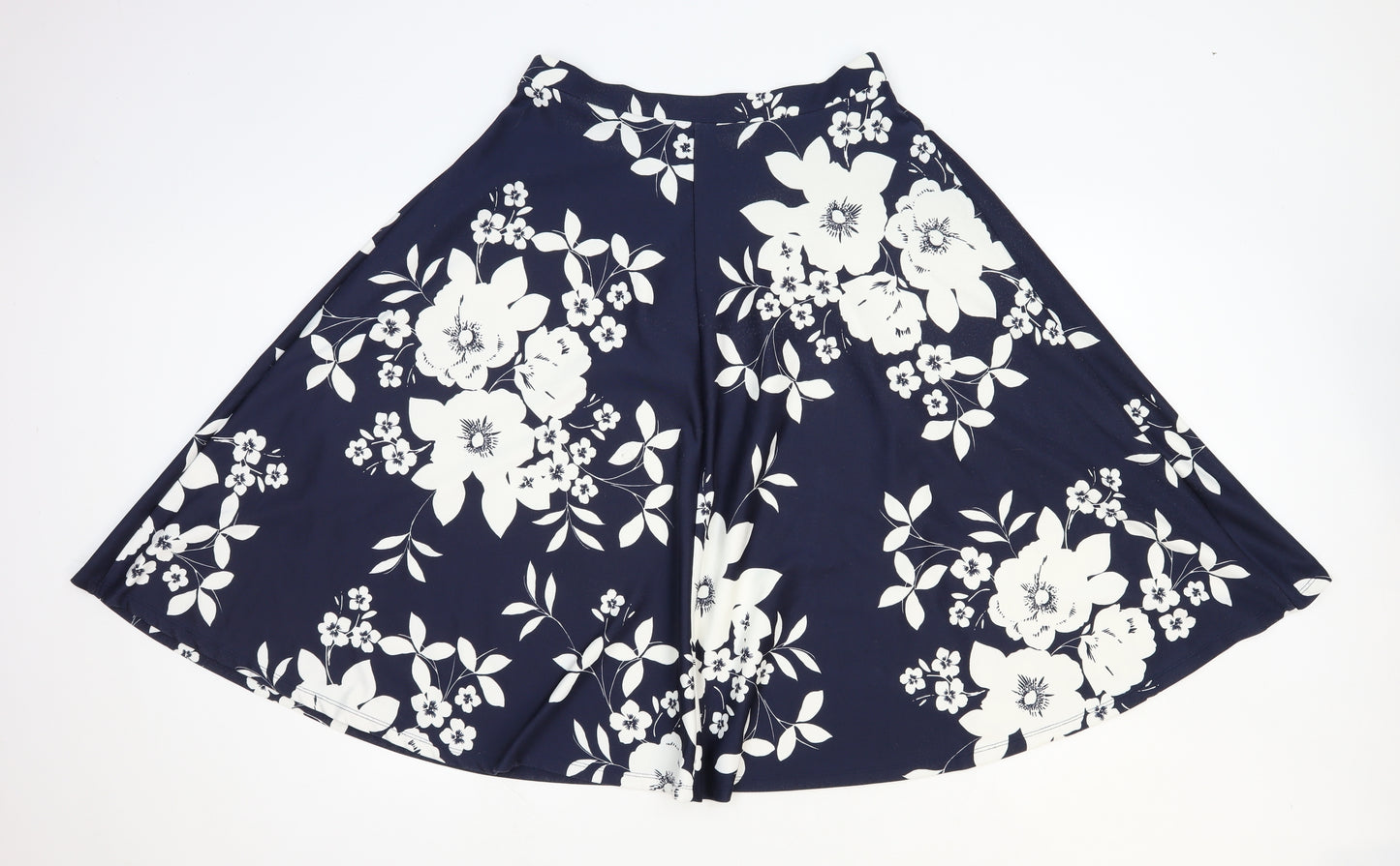 Very Womens Blue Floral Polyester A-Line Skirt Size 14