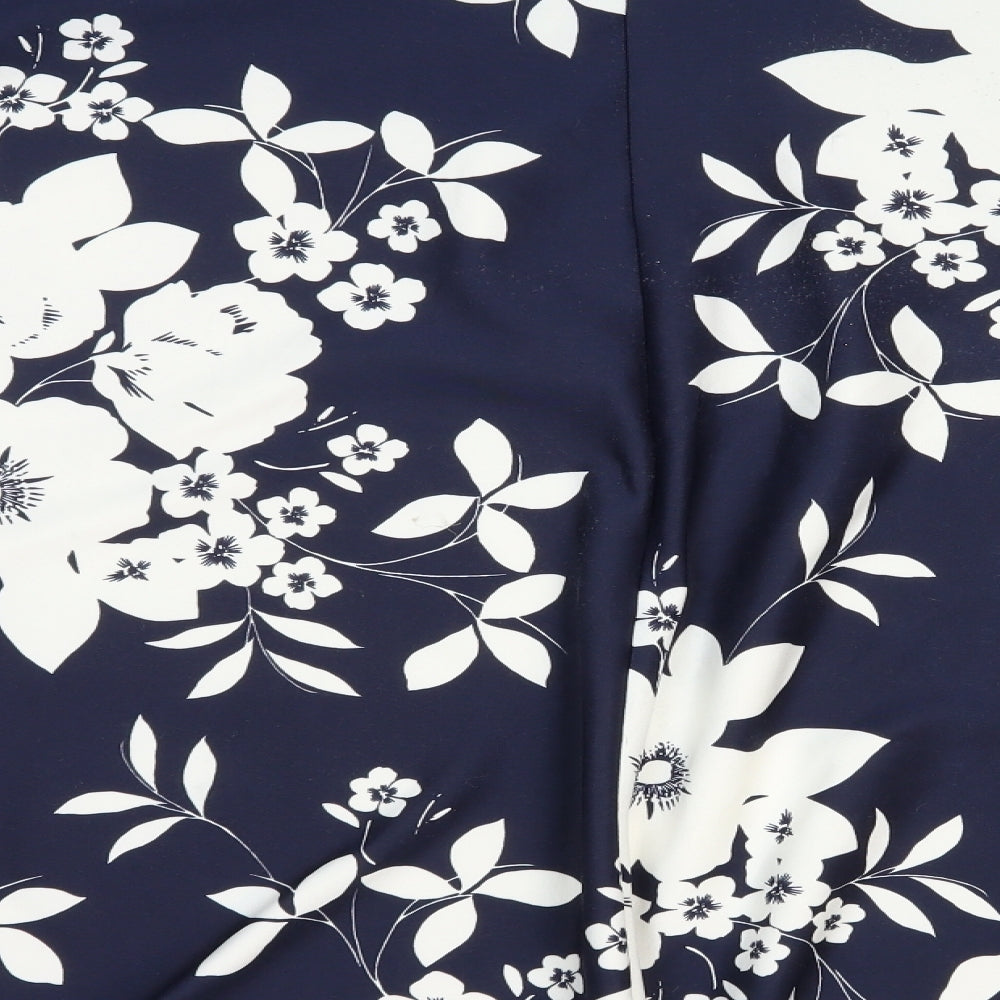 Very Womens Blue Floral Polyester A-Line Skirt Size 14