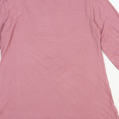Anna Rose Womens Pink Geometric Viscose Basic Blouse Size 12 V-Neck