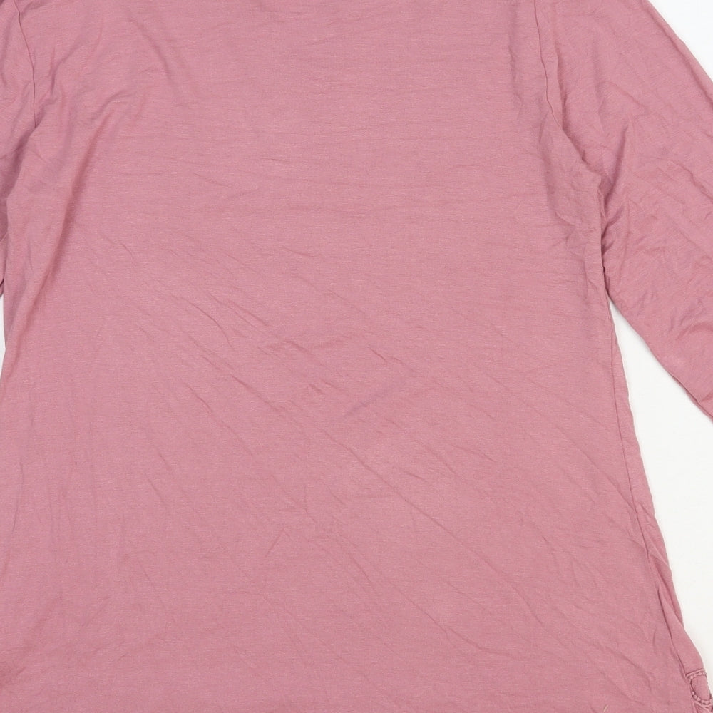 Anna Rose Womens Pink Geometric Viscose Basic Blouse Size 12 V-Neck