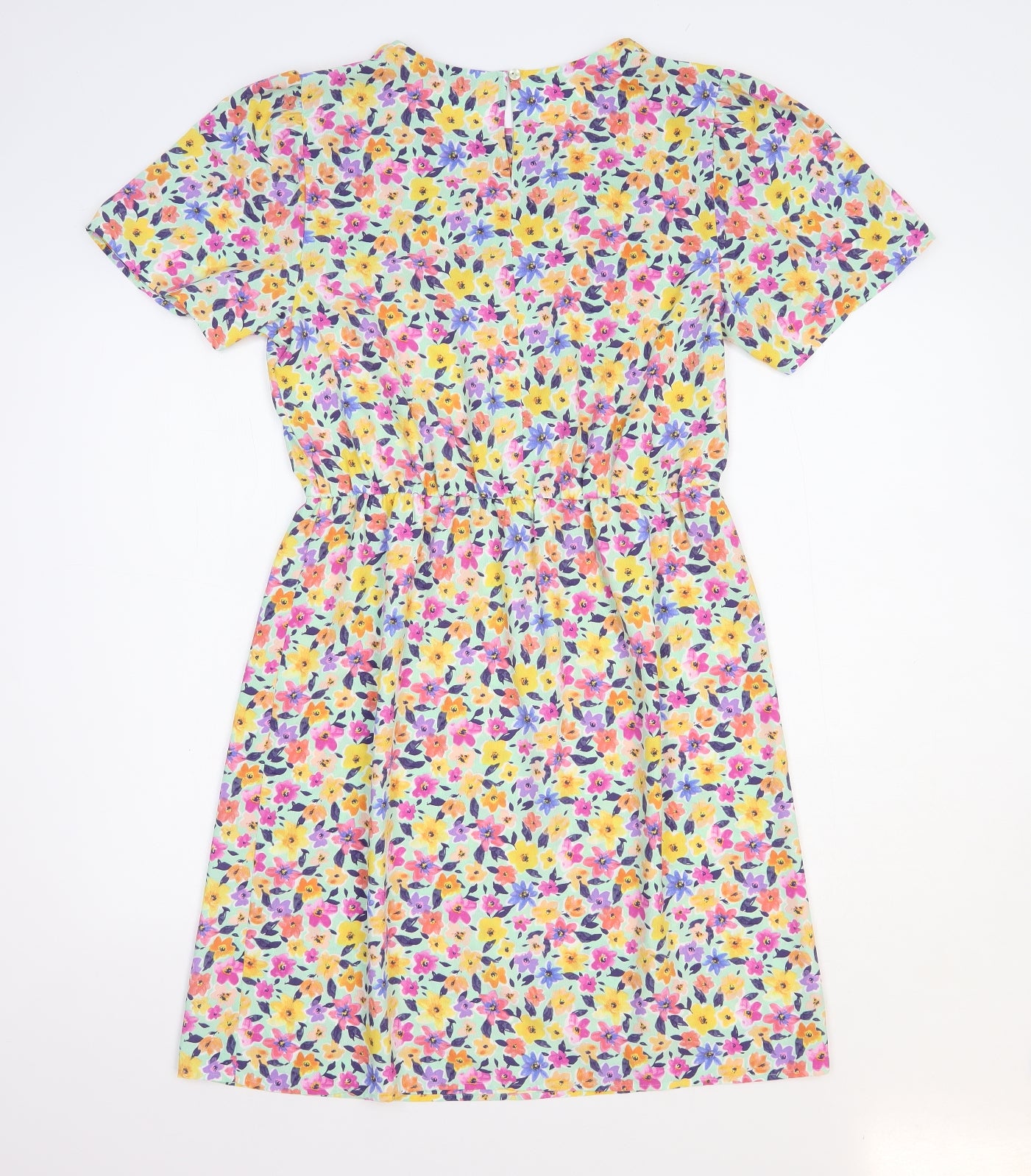 TU Womens Multicoloured Floral Polyester Fit & Flare Size 12 Round Neck Button