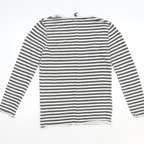 Divided Womens Black Round Neck Striped Cotton Pullover Jumper Size 10