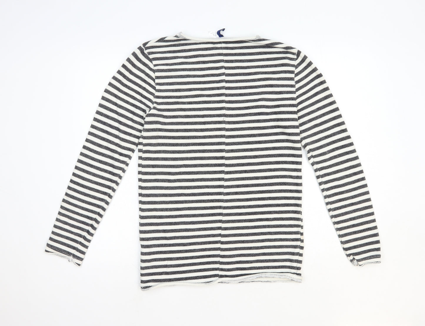 Divided Womens Black Round Neck Striped Cotton Pullover Jumper Size 10