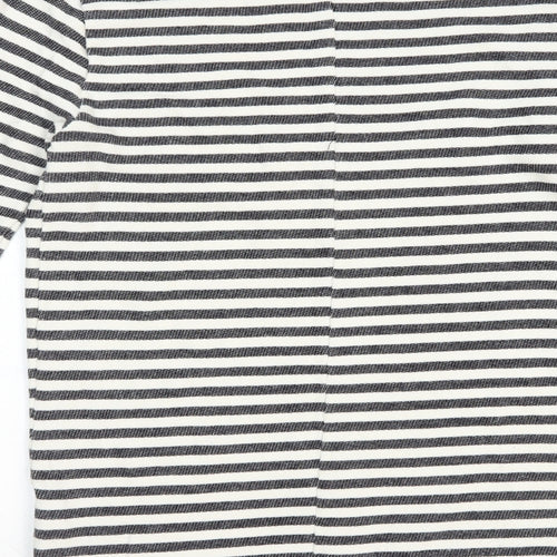 Divided Womens Black Round Neck Striped Cotton Pullover Jumper Size 10