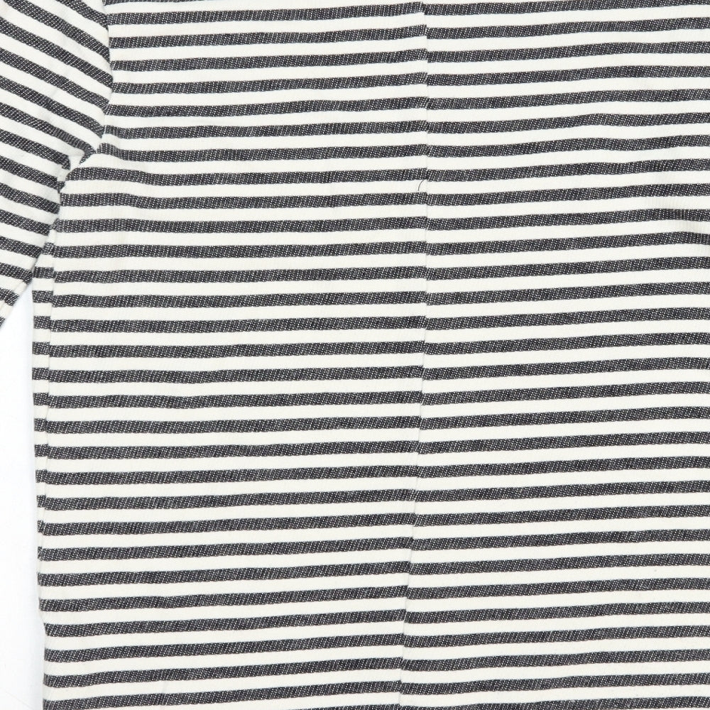 Divided Womens Black Round Neck Striped Cotton Pullover Jumper Size 10