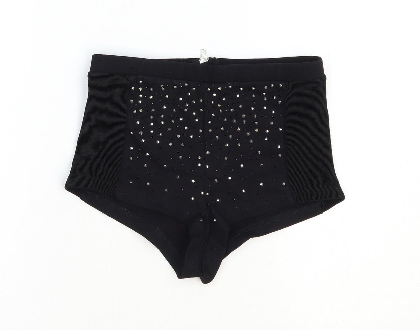 Topshop Womens Black Viscose Hot Pants Shorts Size 6 Regular Zip