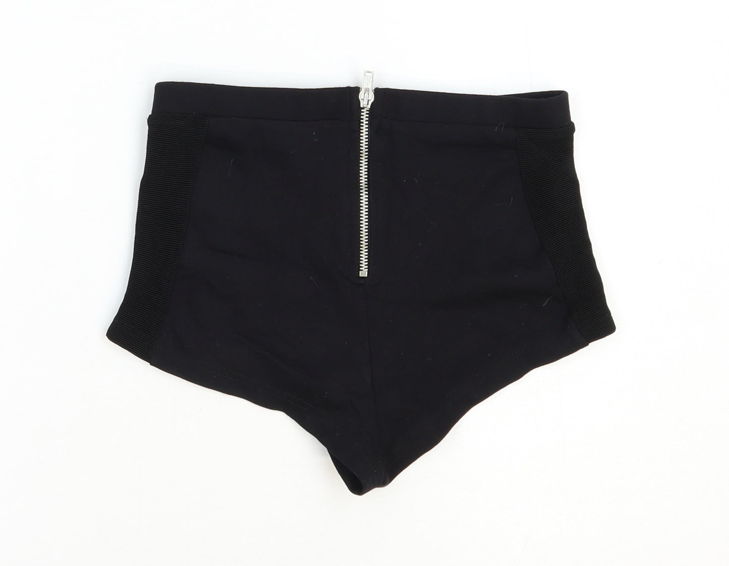 Topshop Womens Black Viscose Hot Pants Shorts Size 6 Regular Zip