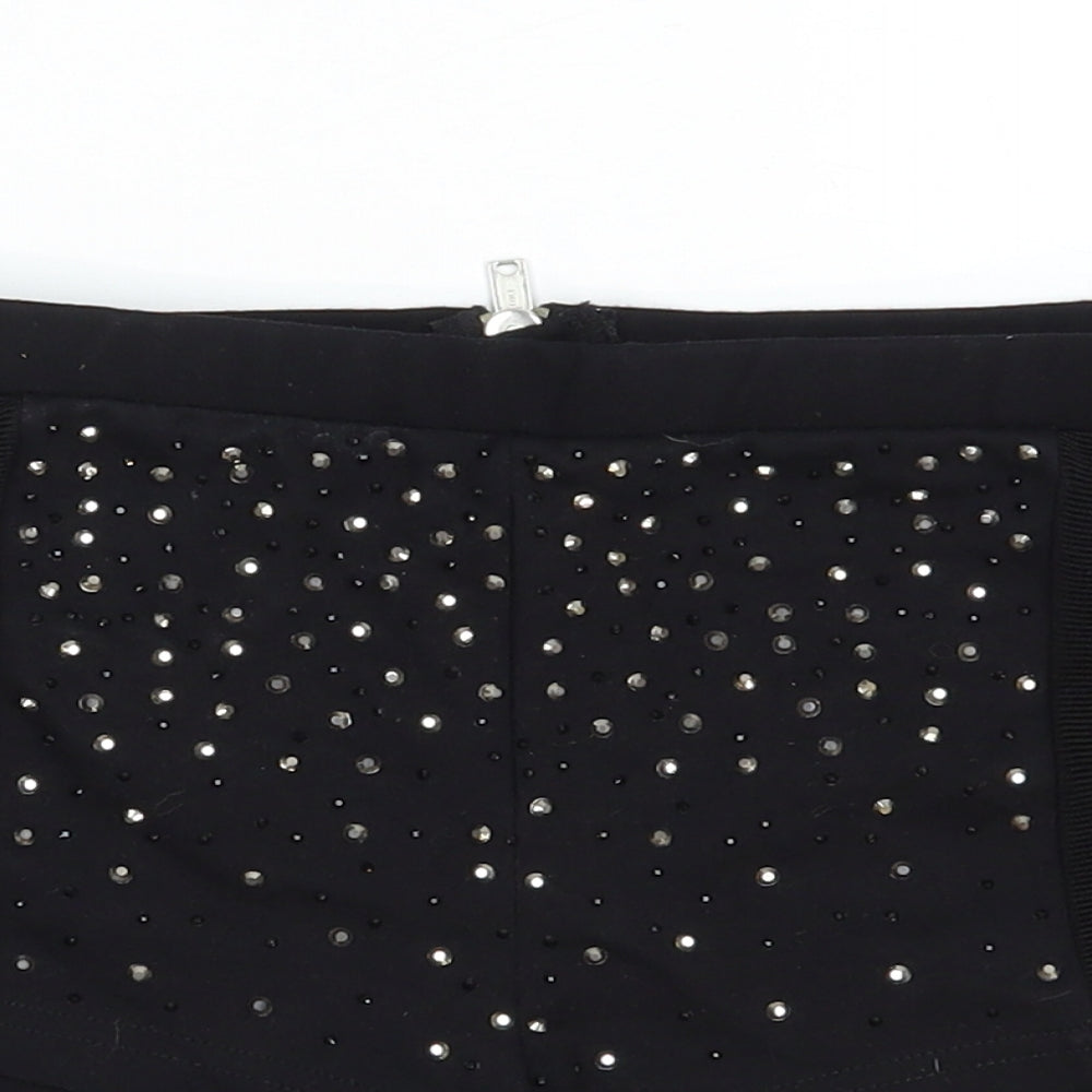 Topshop Womens Black Viscose Hot Pants Shorts Size 6 Regular Zip