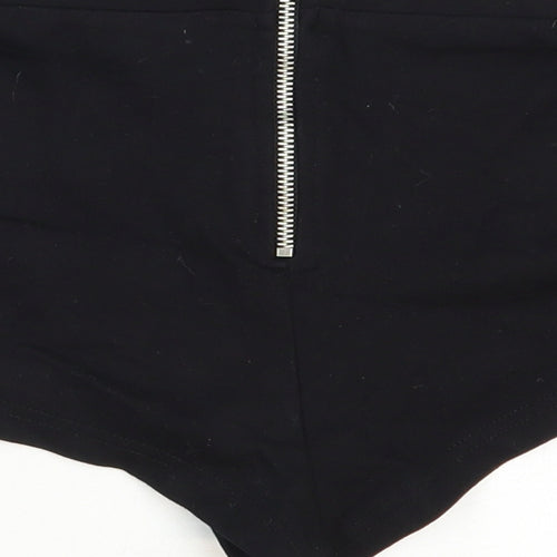 Topshop Womens Black Viscose Hot Pants Shorts Size 6 Regular Zip
