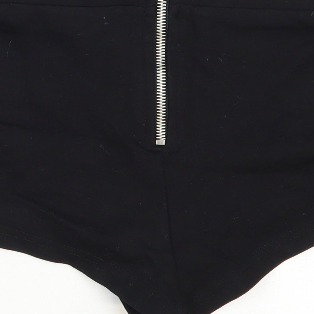 Topshop Womens Black Viscose Hot Pants Shorts Size 6 Regular Zip