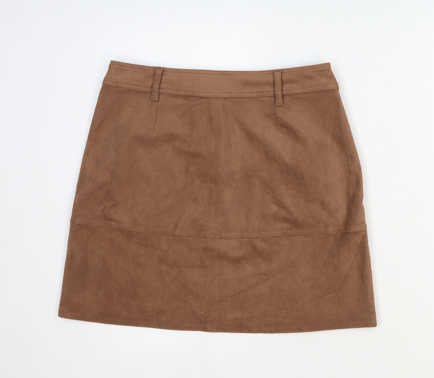 Marks and Spencer Womens Brown Polyester Mini Skirt Size 10 Button
