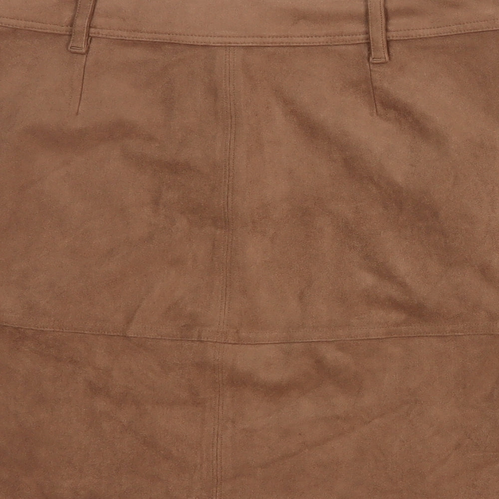 Marks and Spencer Womens Brown Polyester Mini Skirt Size 10 Button