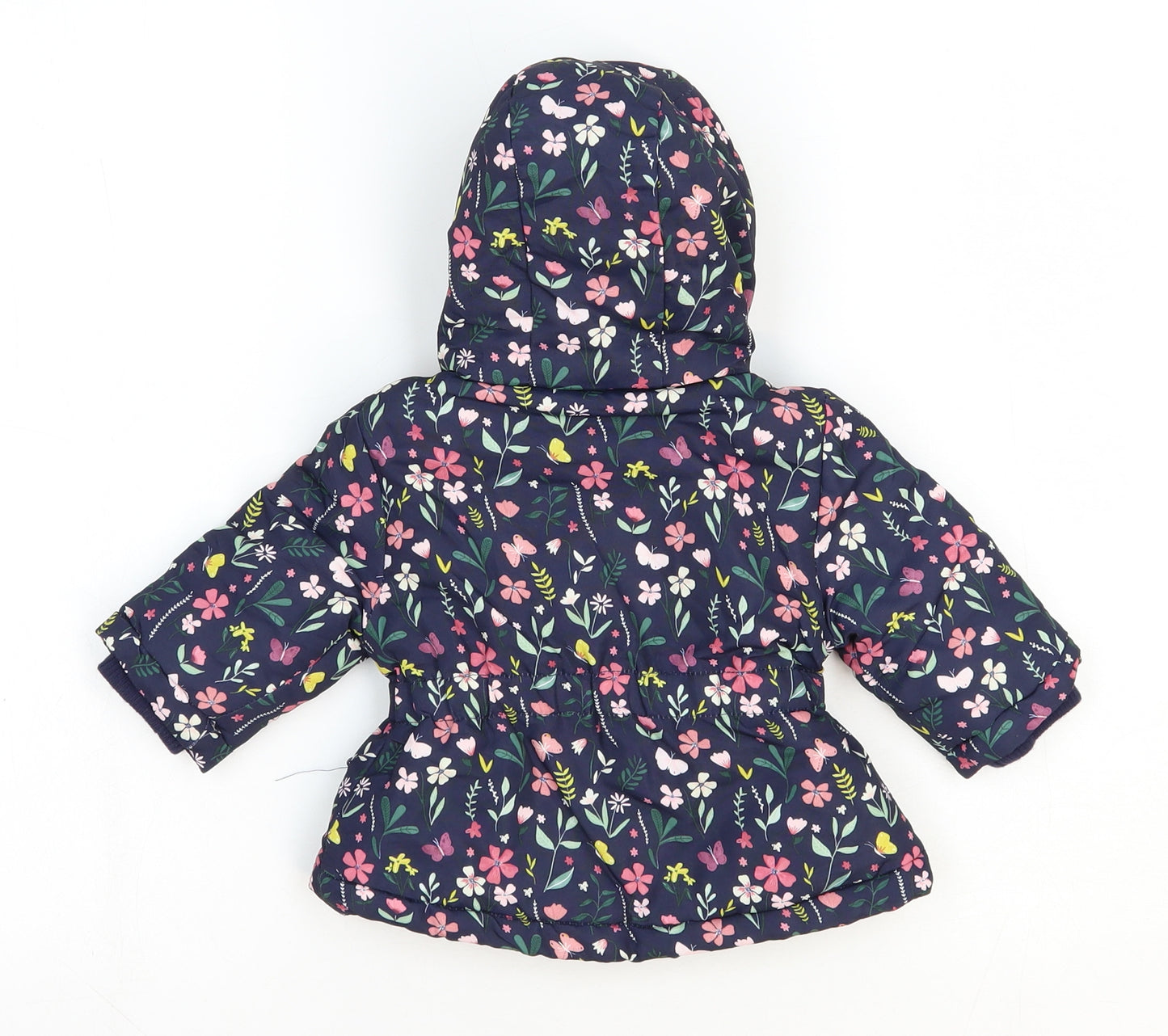 Primark Girls Blue Floral Rain Coat Coat Size 0-3 Months Zip
