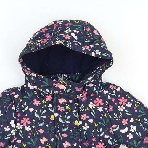 Primark Girls Blue Floral Rain Coat Coat Size 0-3 Months Zip