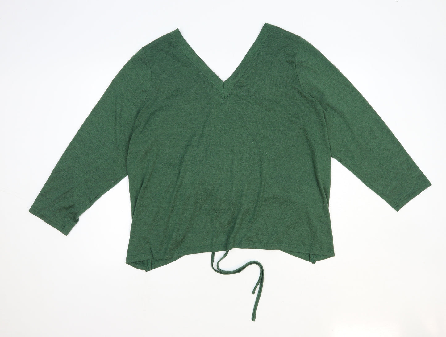 SheIn Womens Green Polyester Basic Blouse Size 4XL V-Neck - Ruched