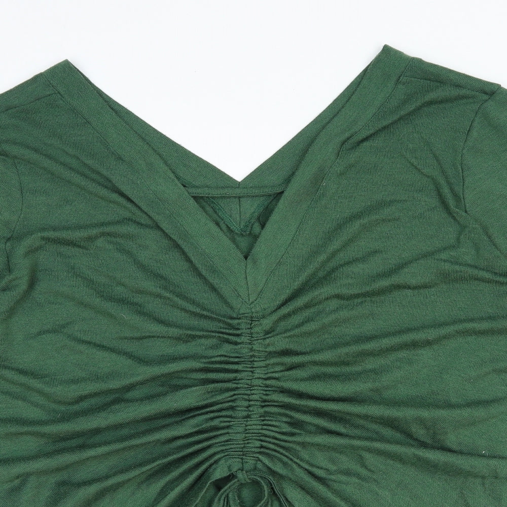 SheIn Womens Green Polyester Basic Blouse Size 4XL V-Neck - Ruched