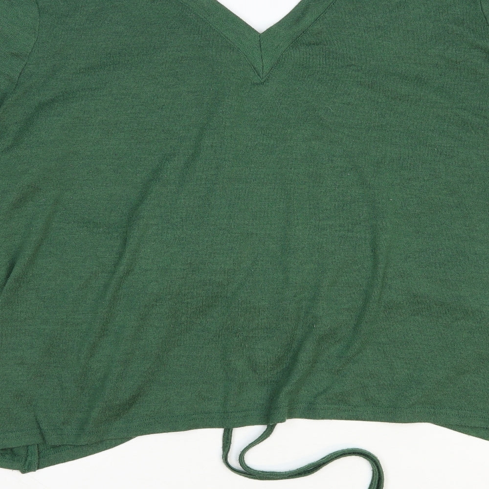 SheIn Womens Green Polyester Basic Blouse Size 4XL V-Neck - Ruched