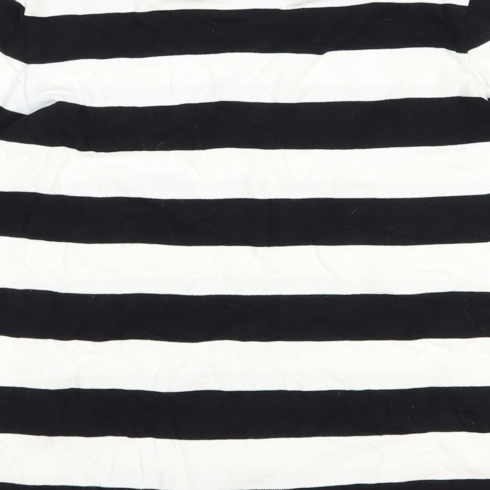 Hobbs Womens Black Striped 100% Cotton Basic T-Shirt Size 10 Round Neck
