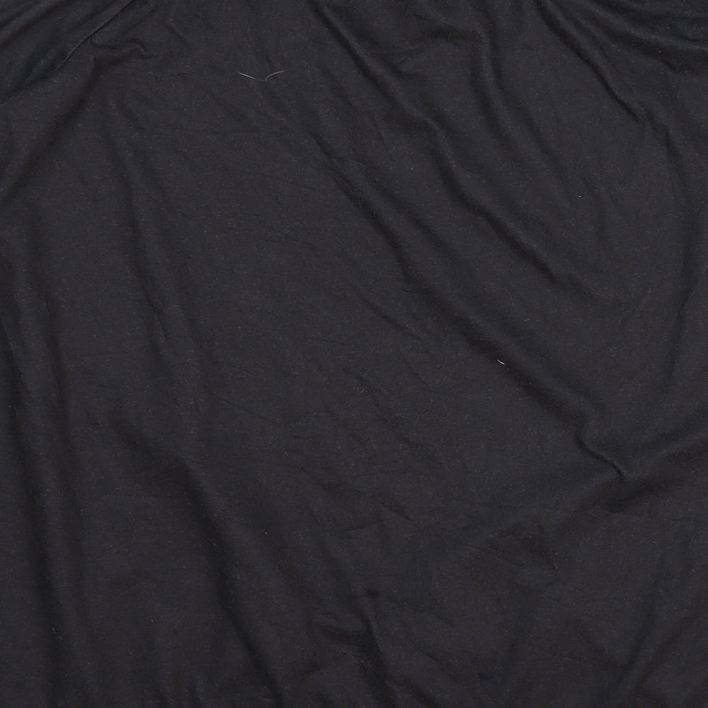 Preworn Womens Black Herringbone Polyester Basic Blouse Size 24 Round Neck