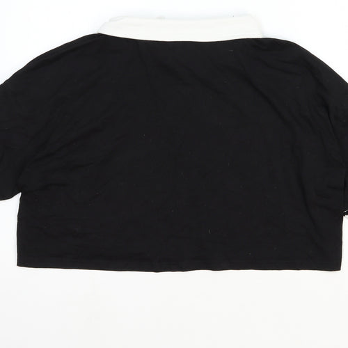 SheIn Womens Black Striped Cotton Basic T-Shirt Size 18 Collared